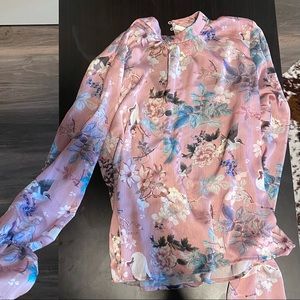 Pink floral print shirt from Stradivarius